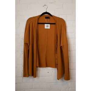 Out From Under Urban Outfitters Waffle Knit Cardigan Mustard Orange Small